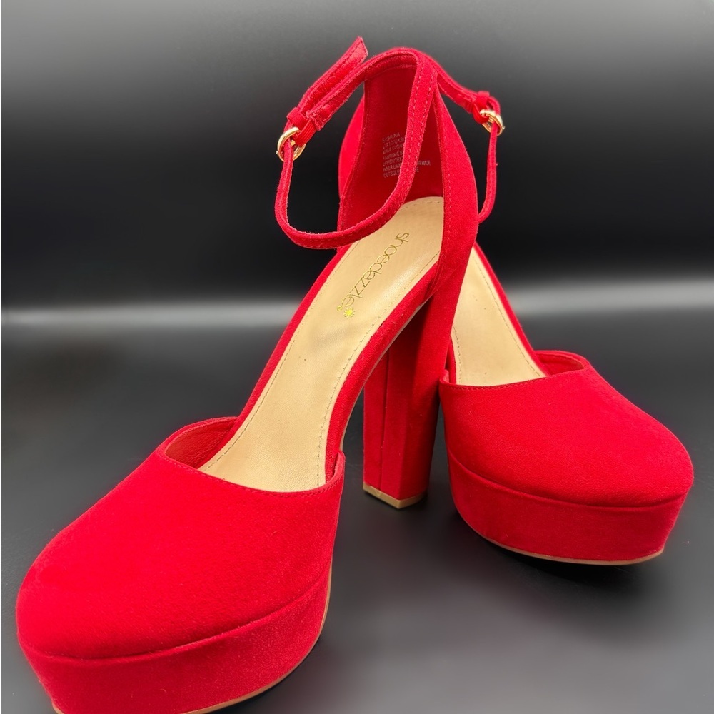 Shoe Dazzle Bold Red Platform Heels